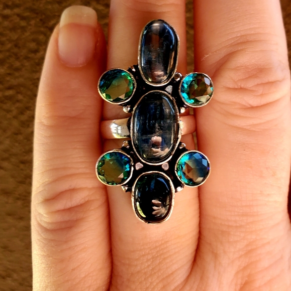 New Kyanite & Bi-Color Tourmaline 925 Silver Ring. - Picture 10 of 11